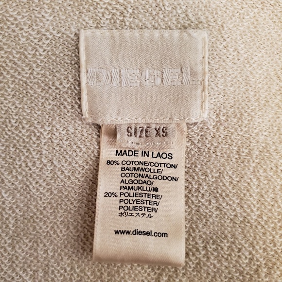 Diesel hoodie, beige with drawstring XS - Picture 3 of 5
